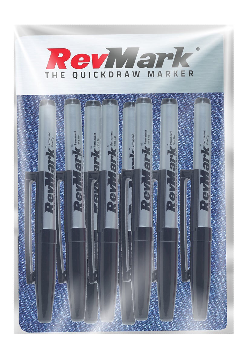RevMark علامة ريف مارك الصناعية - حبر دائم أسود - طرف قياسي - 8 عبوات (صنع في الولايات المتحدة الأمريكية) (أسود) - Image 1